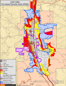 Ukiah Valley, CA Fire Hazard Severity Map (FHSZ) Map