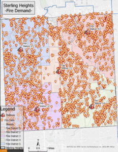 Sterling Heights, MI Fire Demand Map