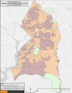 Prince George County, MD Population Distribution Map