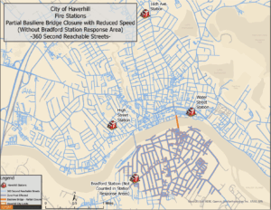 Havorhill, PA 360 Reachable Streets With a Reduced Speed Limit and Partial Bridge Closure Reachable Streets